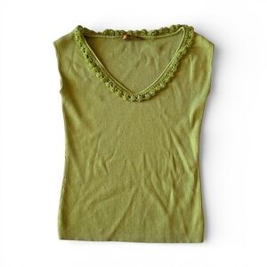 Belldini Olive Green Lace Trim Tank Top